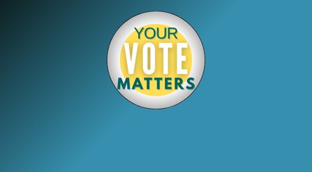 Your Vote Matters written on a yellow circle with a black/blue background