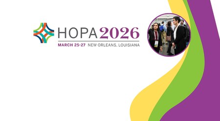 HOPA 2026 New Orleans graphic with a person presenting abstracts in a small circle