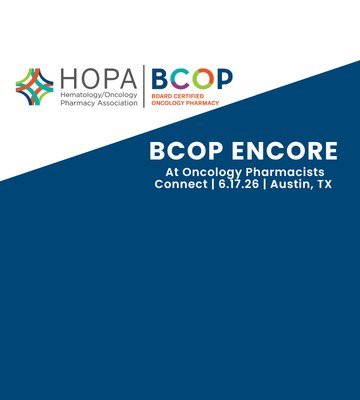A white and blue image that shows the HOPA BCOP Logo and BCOP Encore info