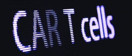 LED sign that reads CAR T Cells