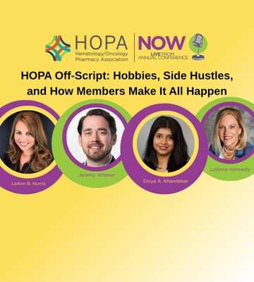 A HOPA Now Podcast image with photos of the guests