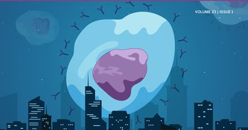 A large plasma cell looming over a city in purple