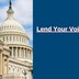 An image of the Capitol with the message to "Lend Your Voice"