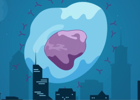 A large plasma cell looming over a city in purple