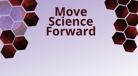 A pink image with cells and copy that says Giving Tuesday: Move Science Forward
