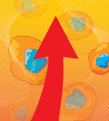 An image of an arrow cutting through an orange background