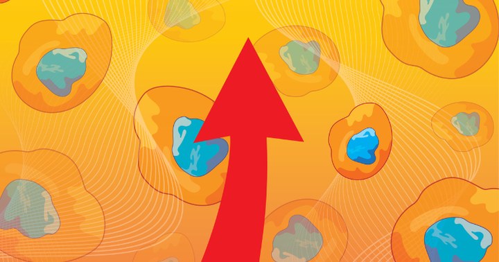 An image of an arrow cutting through an orange background