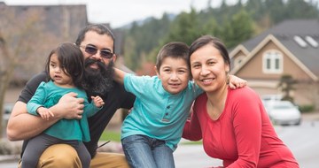 photo of children, mother and father of Indigenous ethnicity outdoors
