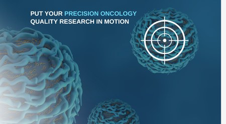 A bullseye over a molecule on a blue background